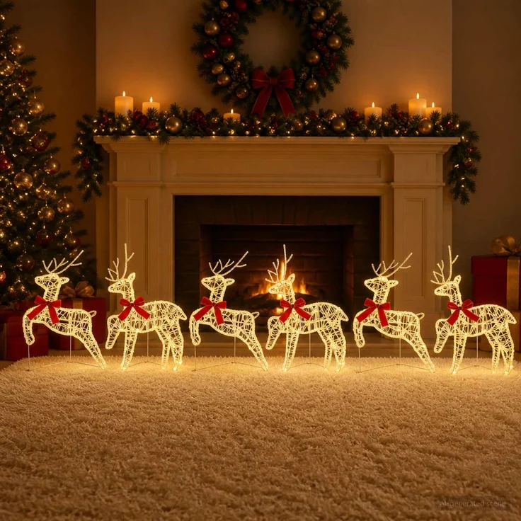 vidaXL Weihnachtsrentier 6 stk. 120 LEDs Warmes Weiß 3470430 – Bild 3