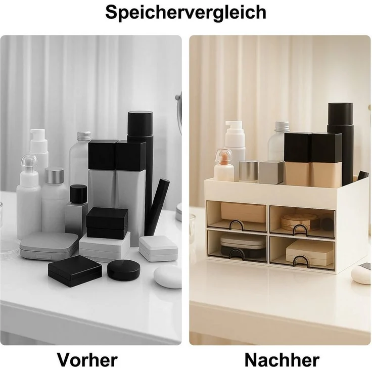 Youyijia Make-Up Organizer Make Up Organizer mit Schubladen Weiß Kosmetikorganiser – Bild 3