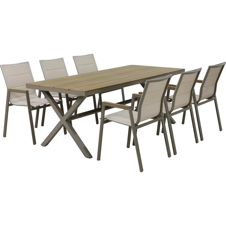 Primaster Garten-Essgruppe Milos 6 Personen Aluminium taupe/creme – Bild 2