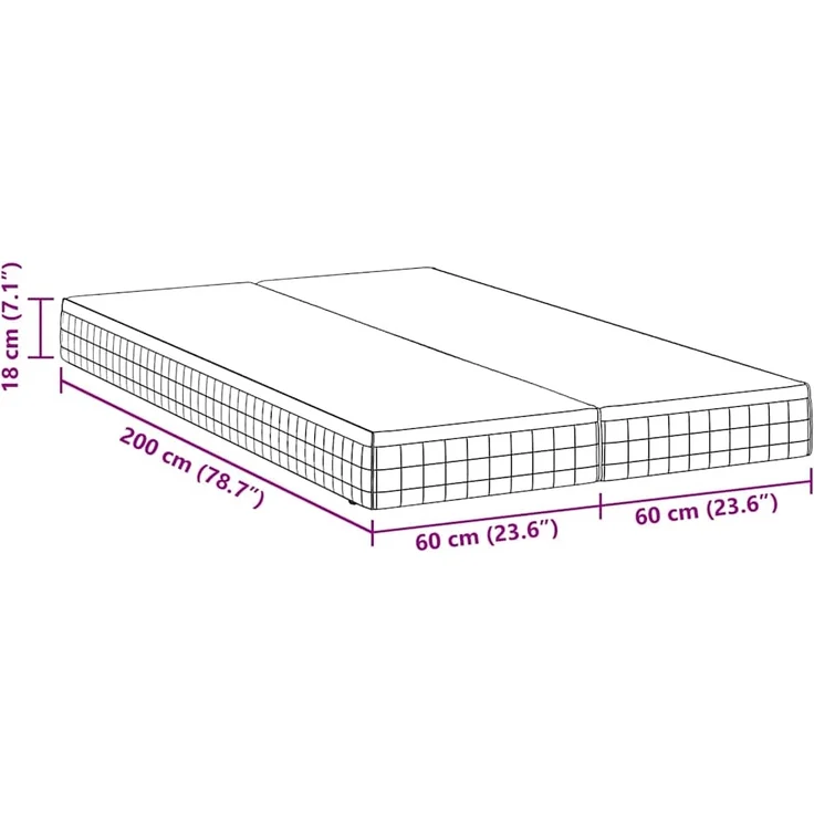 vidaXL Matratze 2 pcs Weiß und Grau 60 x 200 cm Bonell Feder 4106441 – Bild 10