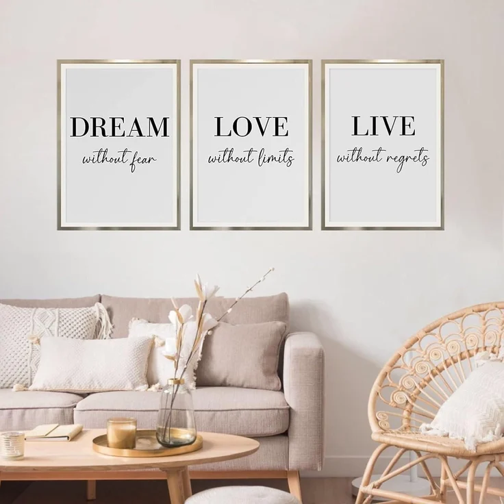 Poster Set 3er Dream Love Live Schwarz Weiß Wandkunst 30x40cm – Bild 5