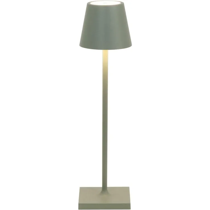 Zafferano, Poldina Micro Lampe, Kabellose, Wiederaufladbare Tischlampe mit Touch Control, Geeignet für Wohnzimmer und Außenbereich, Dimmer, 2200-3000 K, Höhe 27,5 cm, Farbe Salbeigrün