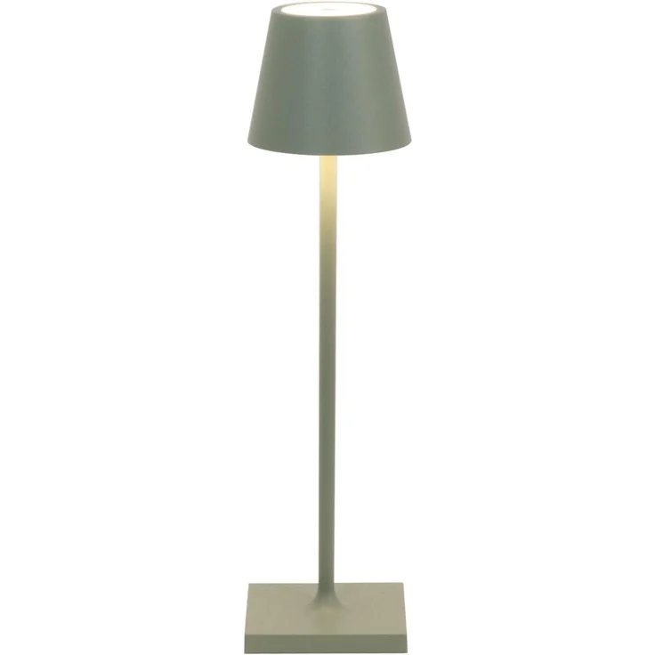 Zafferano, Poldina Micro Lampe, Kabellose, Wiederaufladbare Tischlampe mit Touch Control, Geeignet für Wohnzimmer und Außenbereich, Dimmer, 2200-3000 K, Höhe 27,5 cm, Farbe Salbeigrün