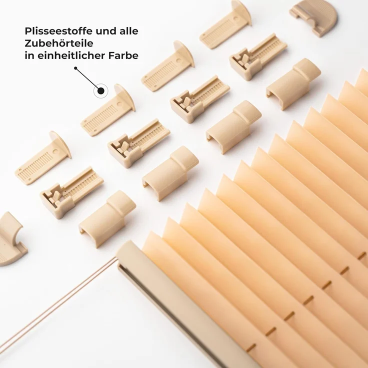Sonello Plissee Klemmfix ohne Bohren 55x140 cm Beige Faltrollo Plisseerollo Jalousie für Tür & Fenster Blickdicht Sichtschutz Sonnenschutz Fertifplissee Rollo – Bild 2