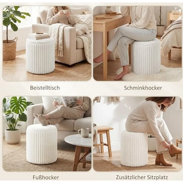 HOMCOM Sitzhocker Runder Polsterhocker (Set, 1 St, Hocker mit Stauraum), mit Stauraum, als Couchtisch nutzbar – Bild 6