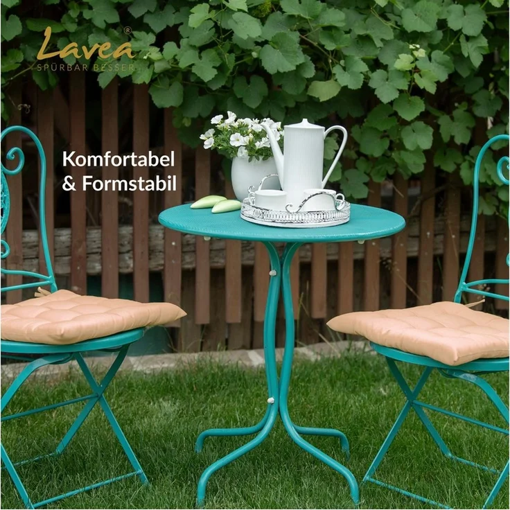 Lavea Stuhlkissen Lavea® Sitzkissen & Stuhlkissen 40x40 cm – 4er/8er Set, 40x40x3 cm, mit Stoffbändern, Indoor & Outdoor, für Garten & Balkon – Bild 2
