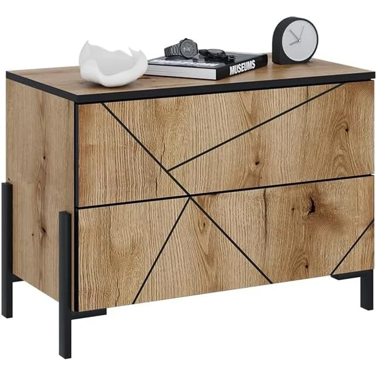 Nachttisch Hatto Eiche 78 x 55.2 cm mit 2 Schubladen Vicco – Bild 5