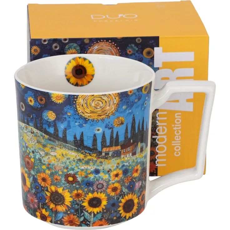 DUO Jumbo Becher 750 ml MODERN SUNFLOWER FIELD New Bone China Porzellan