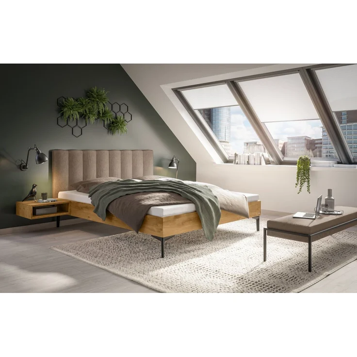 Hasena Bett Donata Bergamo Wildeiche gepolstert 140x200 cm, Komforthöhe 25 cm – Bergamo – Bild 2