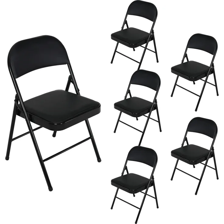 HTI-Living Gestell Schwarz 6er-Set Klappstuhl Kunstleder