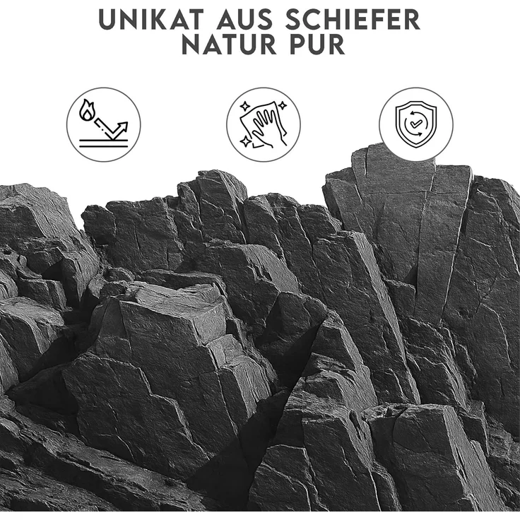 hausleben Servierplatte Schieferplatten rund Ø 25 cm, (4-tlg), Naturstein, Rutschfest, Lebensmittelecht & Stilvoll – Bild 6