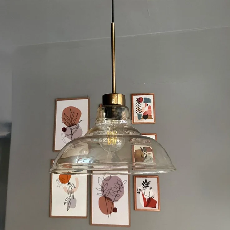 Bamyum Pendelleuchte Vishi Einzelner Glas-Kronleuchter Retro Pendelleuchte, ohne Leuchtmittel – Bild 3