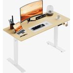 HOMAVO höhenverstellbarer Schreibtisch 60×110 cm, mit Memory- und Anti-Kollisionsfunktion, Höhe 70–117 cm, Naturholzfarbe