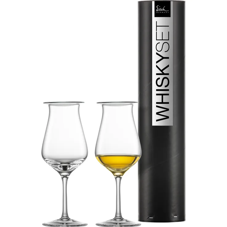 Eisch Malt-Whisky-Set Jeunesse in Geschenkröhre mit Glaspoliertuch, 25140900 514/900 + 30094202