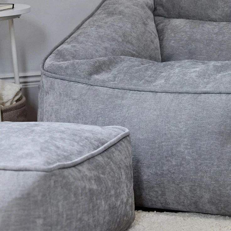 icon Sitzsack chenille premium Sessel „Natalia" mit Hocker (Spar-Set, 1 x Sitzsack-Sessel, 1 x Fußhocker), Sitzsack XXL, Made in Germany, für Erwachsene & Kinder, für Wohnzimmer – Bild 4