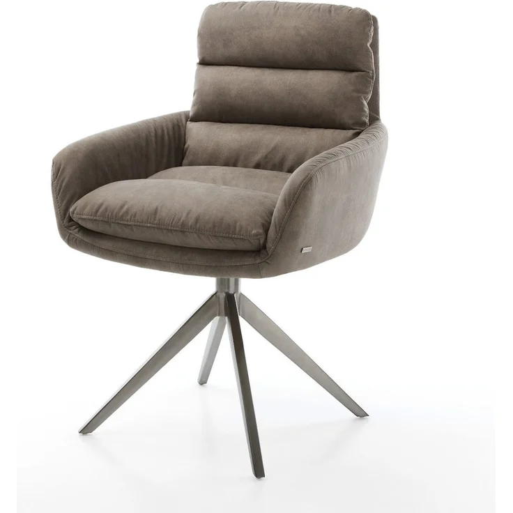 Drehstuhl Abelia-Flex mit Armlehnen Mikrofaser Taupe Vintage Kreuzgestell breit Graphit 360° drehbar Wippfunktion – Bild 1