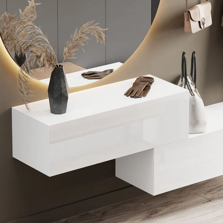 Planetmöbel Garderobenschrank Kompaktgarderobe Wandschrank 320 cm (schmaler Flurschrank mit Stauraum, 2-St, Flurgarderobe mit Soft-Open Funktion) Flurkommode vielseitig kombinierbar, 2x 160 cm – Bild 4