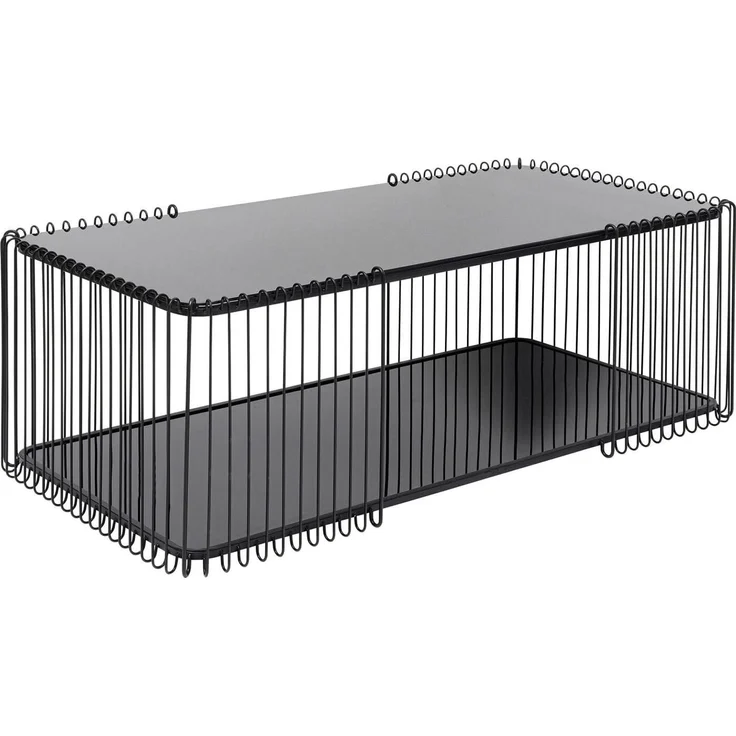 Kare Design Couchtisch Wire Double, Schwarz, Pflegeleicht Sicherheitsglas, Wohnzimmertisch, Stahlgestell, Tischplatte aus Glas, Wohnzimmer, Rechteckig, 42 x 120 x 60 cm (H/B/T) – Bild 3