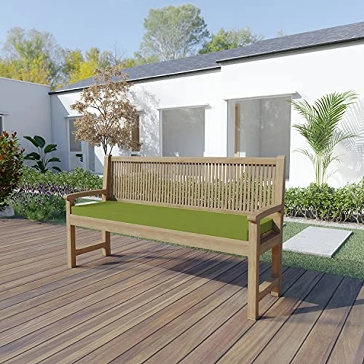 chilly pilley Bankkissen Bankauflage Polsterauflage Reißverschluss mit Schlaufen Kissen für Gartenbank Gartenbankauflage für Gartenmöbel Sitzkissen & Rückenkissen Outdoor (140 x 40 x 5 cm, Grün) – Bild 2