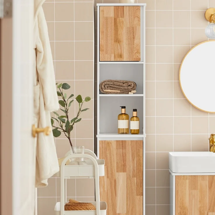 SoBuy BZR74-W Badezimmer-Hochschrank, MDF, Lackiert, Weiß, 32 x 170 x 31 cm – Bild 10