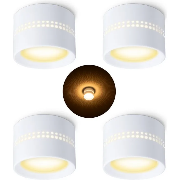 SSC-LUXon LED Aufbaustrahler ALAPI Deckenspot weiß rund mit. 6W LED dimmbar GX53 warmweiß, Warmweiß