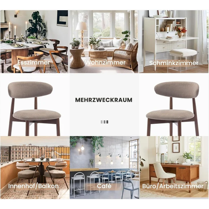 COLAMY Esszimmerstühle 4er Set, Polsternder Stühle Esszimmer mit Rückenlehne, Moderne Küchenstühle Gepolstert, Stoff Dining Chairs mit Back und Holzbeinen für Esszimmer, Küche, Restaurant, Kamel – Bild 9