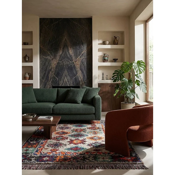 KADIMA DESIGN Teppich TAFRAUT Schlafzimmerteppich Hochflor 133x190 Multi kuschelig weich, Rechteckig, Höhe: 34 mm, Polyester recycelt, 30 mm, 2590 g/m², rutschhemmend, pflegeleicht – Bild 1