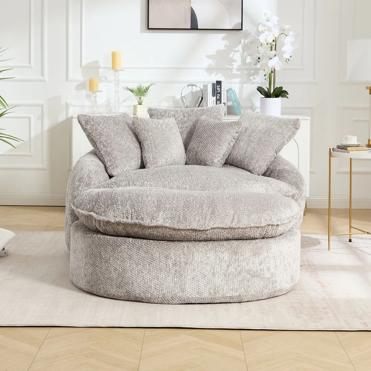 Abrihome Sessel mit Kissen und Verstellfunktion, Hellgrau, 190,5x138x63 cm – Bild 5