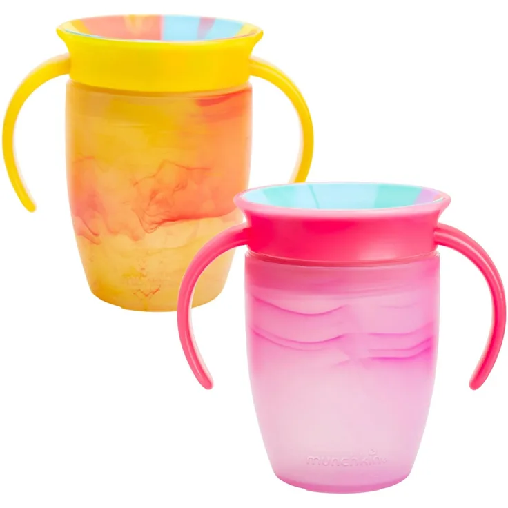 Munchkin 2 Pack Wunder 360 Babys Schnabeltassen | 296ml | Gelb/Rosa