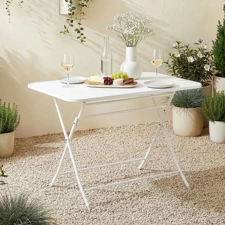 Klapptisch Sande Stahl 110x70x71 cm Weiß [en. casa] – Bild 1