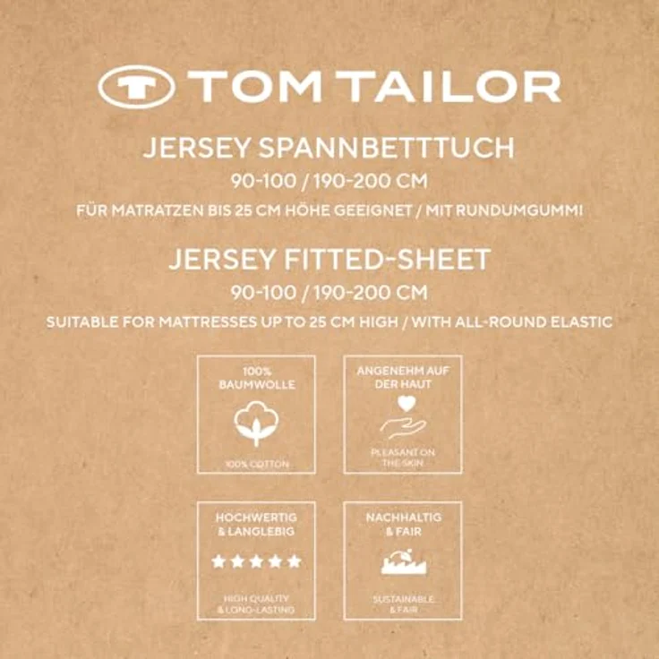 TOM TAILOR HOME Spannbettlaken, Jersey, Gummizug: rundum, (1 Stück) – Bild 5