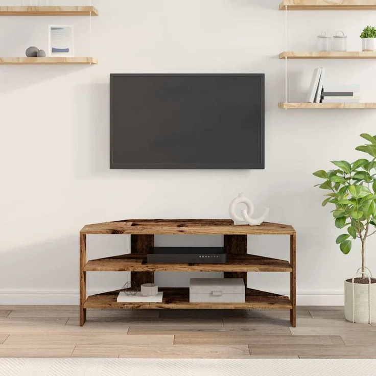 Eck TV Schrank,Fernsehschrank Altholz 102x40,5x45cm Holzwerkstoff – Bild 4