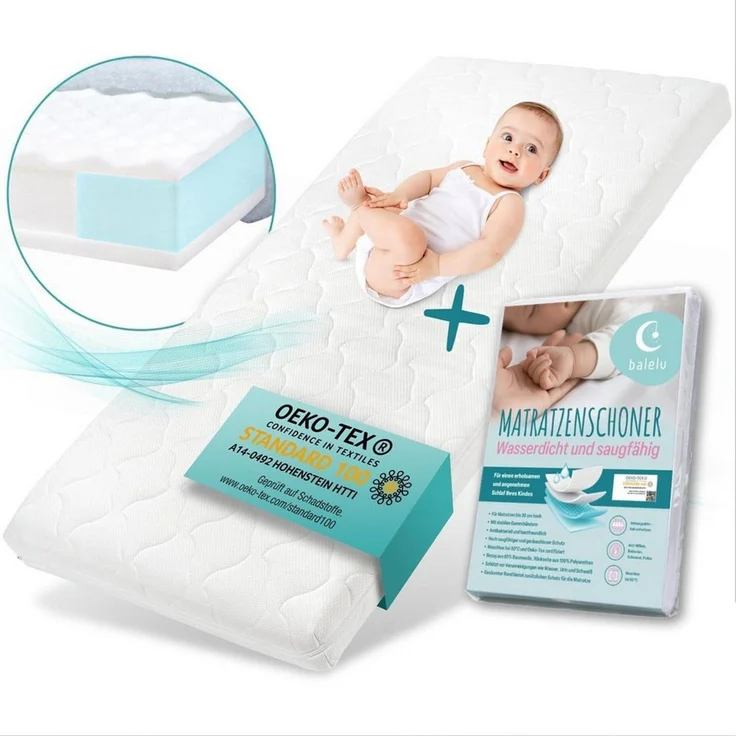 Komfortschaummatratze Babymatratze H2 mit Trittkante, Sun Garden, 10 cm hoch, (Bezug waschbar), 60x120 cm, 70x140 cm H2 – Bild 1