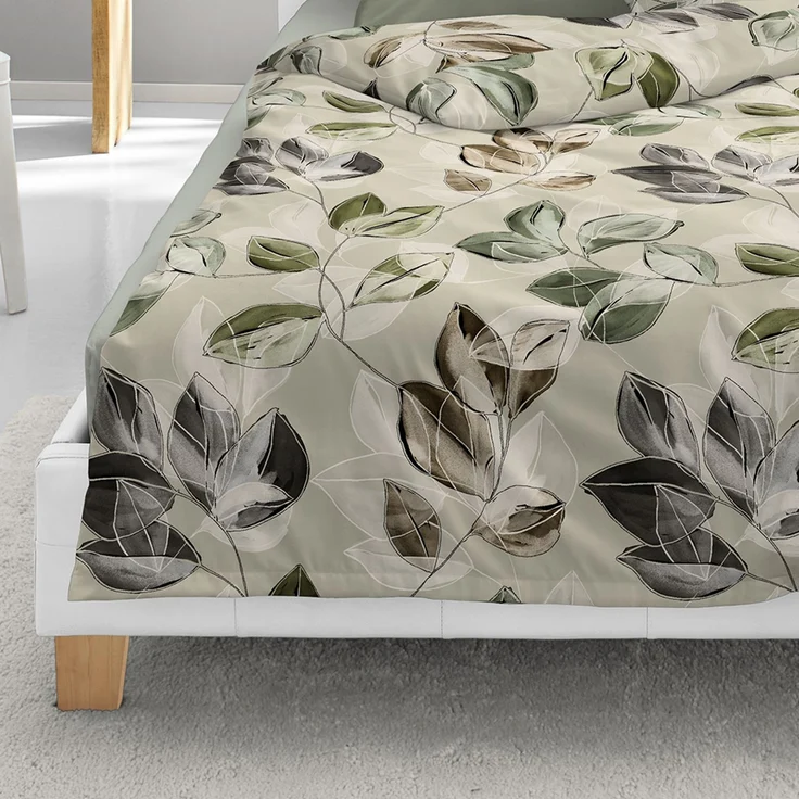 Bierbaum Biber Bettwäsche 135x200 Blätter natur grün beige 4136-80 – Bild 4