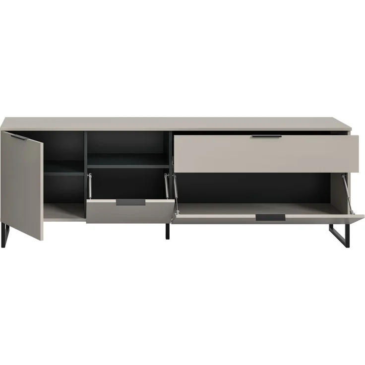 TV Lowboard B/H/T: 64x185x41 cm in Kaschmir Nachbildung und schwarz – Bild 3