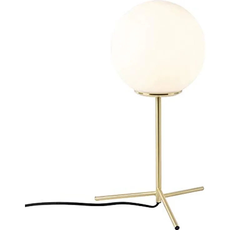QAZQA Pallon Art Deco Tischlampe, Messing mit Opalglas, 45,5 cm, kugelförmig, E27, dimmbar, für Wohnzimmer und Schlafzimmer