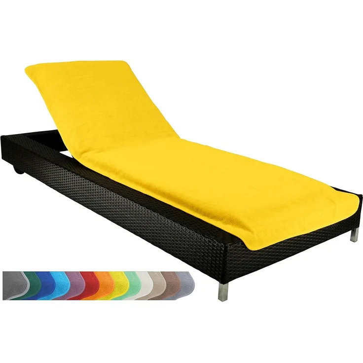 Brandsseller Schonbezug für Gartenliege, Strandliegenauflage, Frottee Schonbezug, 100% Baumwolle - ca. 75x200 cm - Gelb/Gold