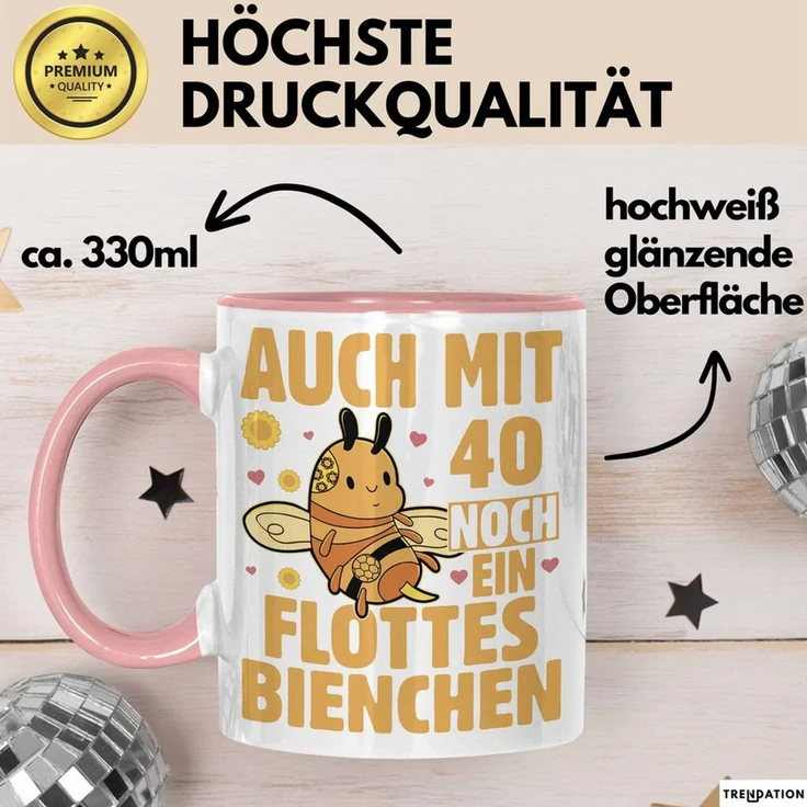 Trendation Tasse 40. Geburtstag Tasse Geschenk Frauen Mutter Lustig Auch mit 40 Noch – Bild 3