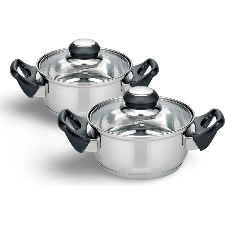 2x Edelstahl Kochtopf "Turin" 14cm kleine Kochtöpfe Küche Töpfe Topf Set 2 Stück – Bild 1