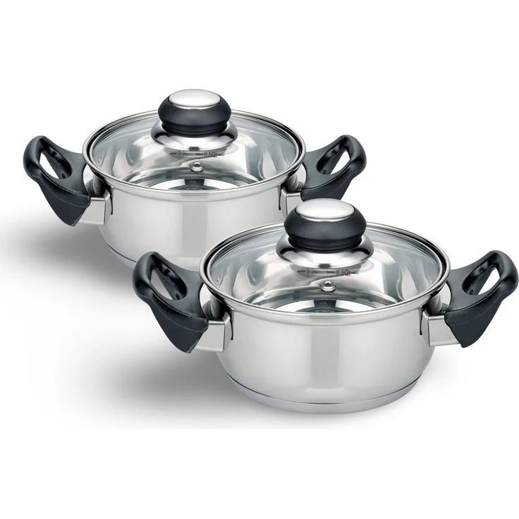 2x Edelstahl Kochtopf "Turin" 14cm kleine Kochtöpfe Küche Töpfe Topf Set 2 Stück