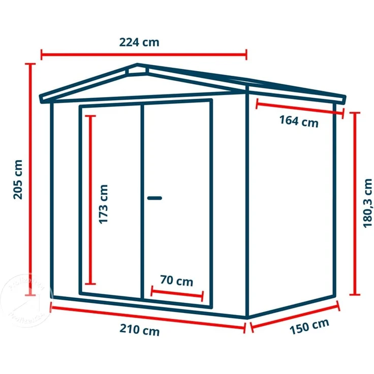 GFP Primeyard Gerätehaus Metall Gartenhaus 210x150x205 cm Geräteschuppen Satteldach anthrazit – Bild 10