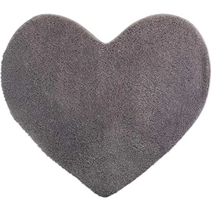 Brandsseller Herz Badematte 70x80 cm Badteppich Badvorleger Badezimmerteppich Duschvorleger Grau
