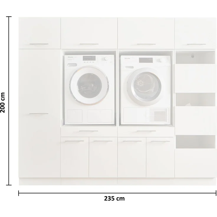 Waschmaschinenumbauschrank >LAUNDREEZY< in anthrazit - 235x200x67,5 (BxHxT) – Bild 6