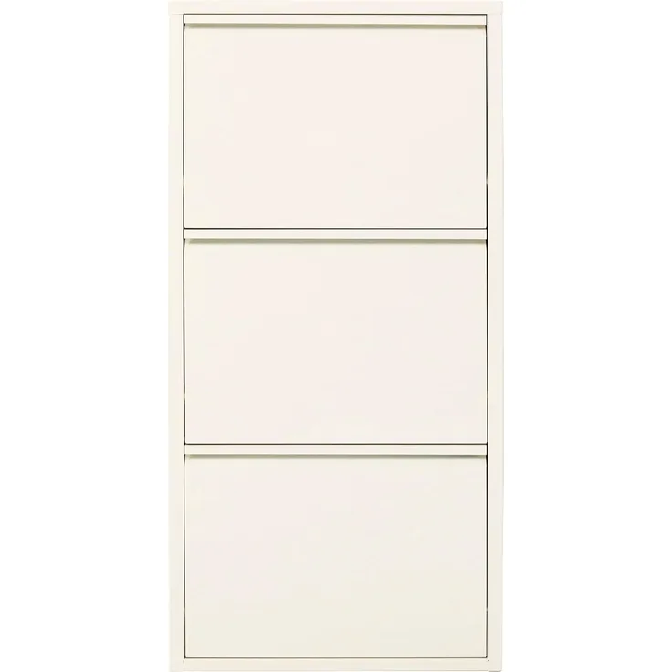 Kare Design Schuhschrank Caruso, Creme, Stahl, mit 3 Klappen, Schuhablage für 6 Paar Schuhe, schmal, platzsparend, hoch, Schuhregal, Eingangsbereich, 104 x 50 x 15 cm (H/B/T)