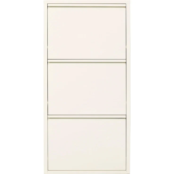 Kare Design Schuhschrank Caruso, Creme, Stahl, mit 3 Klappen, Schuhablage für 6 Paar Schuhe, schmal, platzsparend, hoch, Schuhregal, Eingangsbereich, 104 x 50 x 15 cm (H/B/T)