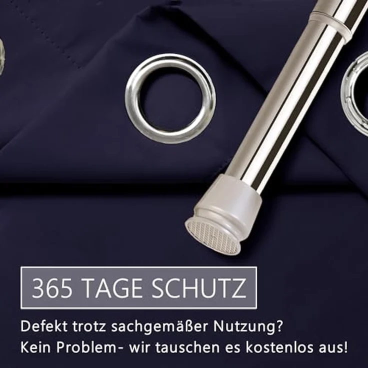 tinycurtains Türvorhang mit Stange silber 55-90 cm ohne Bohren, Thermo Vorhang Tür, Ösen, abdunkelnd, Polyester, blickdicht, dunkelblau Ocean, Türgardine mit Klemmstange, verdunkelnd – Bild 7