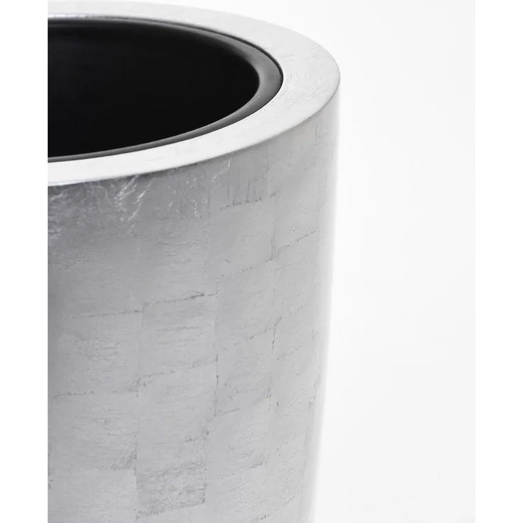 VIVANNO Bodenvase Exklusiver Pflanzkübel Fiberglas "City", Silber Hochglanz - 37x80 cm – Bild 2