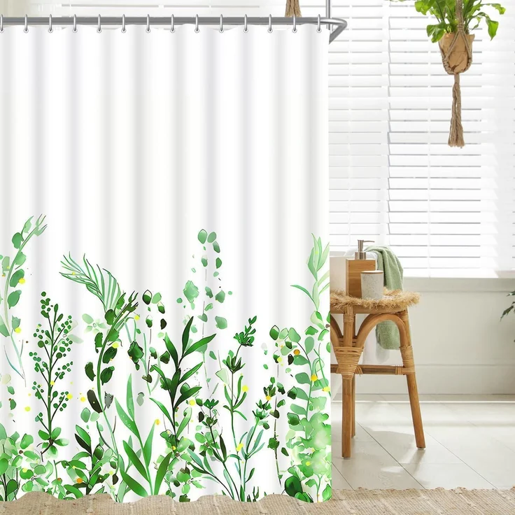 Duschvorhang Blumen 100x200cm Antischimmel Textil Wasserabweisend Badevorhang – Bild 8