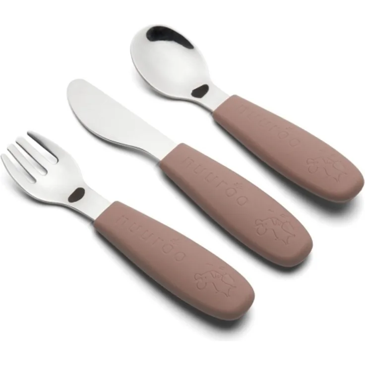 Nuuroo Jana Besteckset 3er-Pack Silikon/Edelstahl Schokoladenbraun