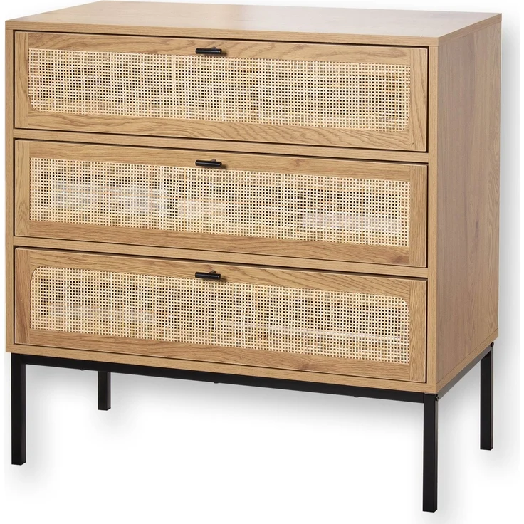 Casâme Kommode mit 3 Schubladen und Vorderseite aus Rattan - L80 cm - Helles Holz – Bild 9